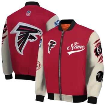 personalized atlanta falcons razorback outline red nude bomber jacket fashion forward