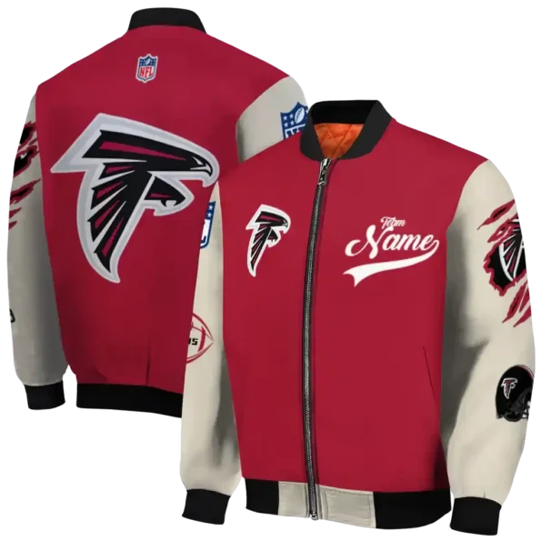 personalized atlanta falcons razorback outline red nude bomber jacket fashion forward