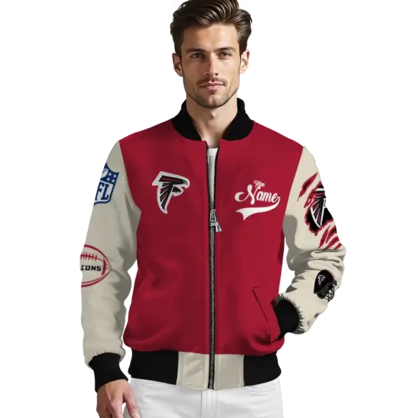 personalized atlanta falcons razorback outline red nude bomber jacket high quality