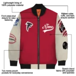 personalized atlanta falcons razorback outline red nude bomber jacket best selling