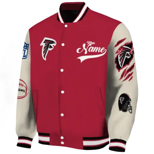 personalized atlanta falcons razorback outline red nude varsity jacket best selling.webp