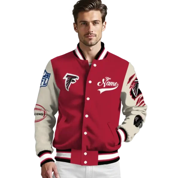 personalized atlanta falcons razorback outline red nude varsity jacket high quality.webp