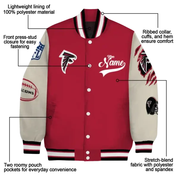 personalized atlanta falcons razorback outline red nude varsity jacket new arrival.webp