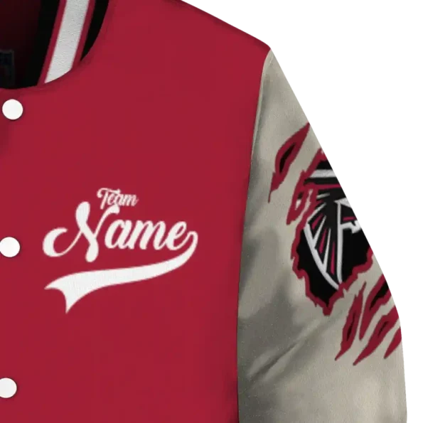 personalized atlanta falcons razorback outline red nude varsity jacket premium grade.webp