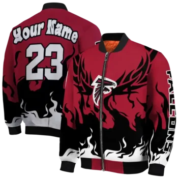 personalized atlanta falcons winged blaze red white bomber jacket fashion forward