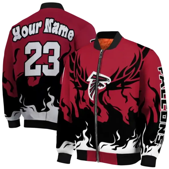 personalized atlanta falcons winged blaze red white bomber jacket fashion forward