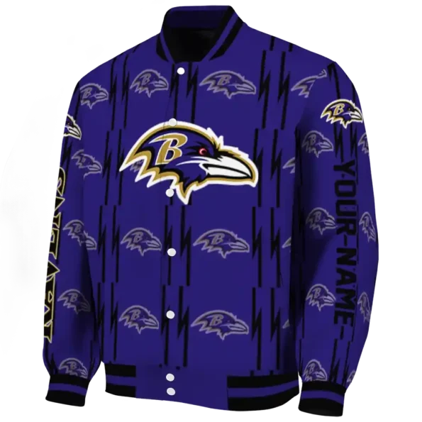 personalized baltimore ravens bolt stripe purple varsity jacket best selling.webp
