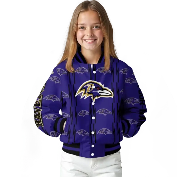 personalized baltimore ravens bolt stripe purple varsity jacket top rated.webp