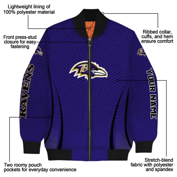 personalized baltimore ravens chevron arrow purple bomber jacket new arrival