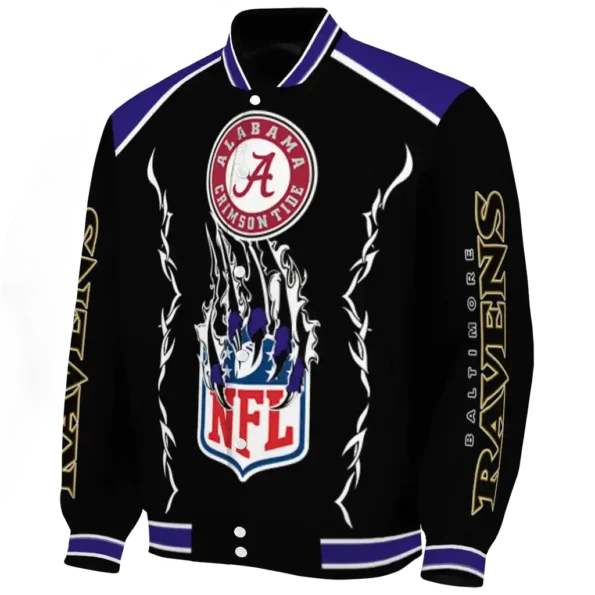 personalized baltimore ravens claw blood purple black varsity jacket best selling.webp