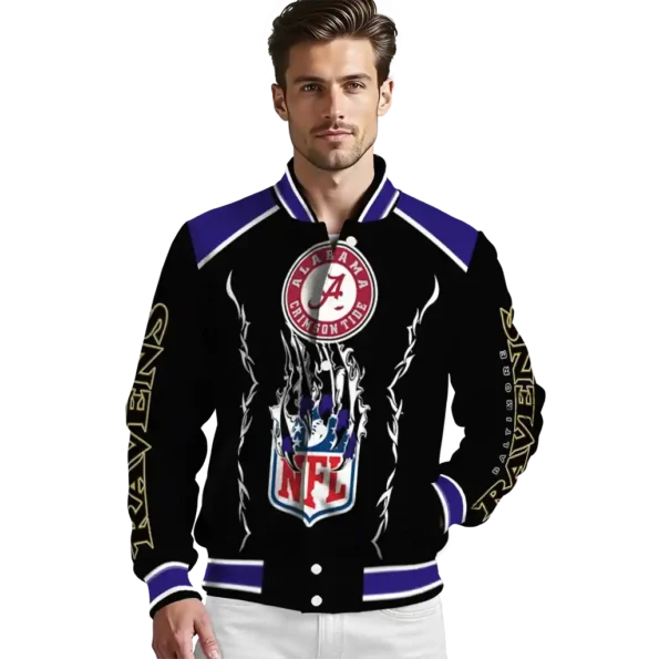 personalized baltimore ravens claw blood purple black varsity jacket high quality.webp