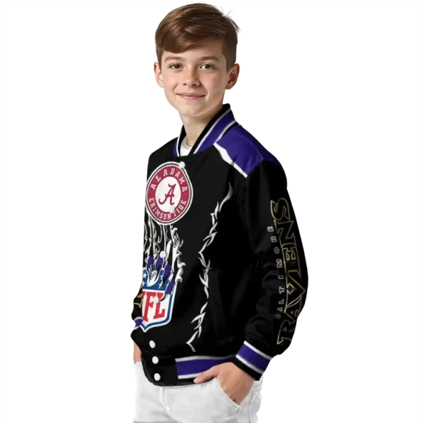 personalized baltimore ravens claw blood purple black varsity jacket trendy.webp