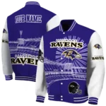 personalized baltimore ravens ferris arena purple white varsity jacket best selling.webp