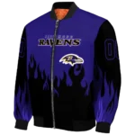 personalized baltimore ravens flame border purple black bomber jacket best selling