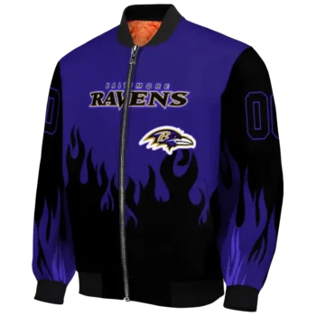 personalized baltimore ravens flame border purple black bomber jacket best selling