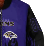 personalized baltimore ravens flame border purple black bomber jacket best selling