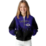 personalized baltimore ravens flame border purple black bomber jacket best selling