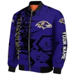 personalized baltimore ravens hexagon cluster purple black bomber jacket best selling