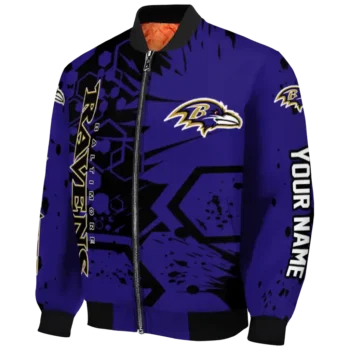 personalized baltimore ravens hexagon cluster purple black bomber jacket best selling