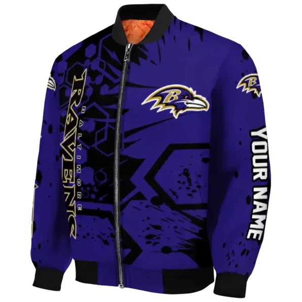 personalized baltimore ravens hexagon cluster purple black bomber jacket best selling