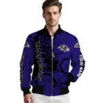 personalized baltimore ravens hexagon cluster purple black bomber jacket best selling
