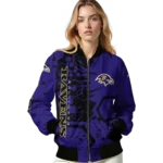 personalized baltimore ravens hexagon cluster purple black bomber jacket best selling