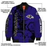 personalized baltimore ravens hexagon cluster purple black bomber jacket best selling