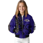 personalized baltimore ravens hexagon cluster purple black bomber jacket best selling