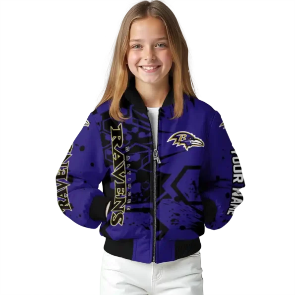 personalized baltimore ravens hexagon cluster purple black bomber jacket top rated