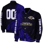 personalized baltimore ravens hexagon mesh purple black varsity jacket best selling.webp