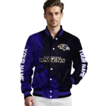 personalized baltimore ravens hexagon mesh purple black varsity jacket best selling.webp