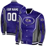 personalized baltimore ravens power plate purple varsity jacket best selling.webp