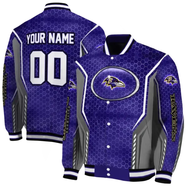 personalized baltimore ravens power plate purple varsity jacket fashion forward.webp