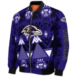 personalized baltimore ravens pyramid shapes purple bomber jacket best selling