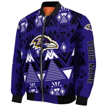 personalized baltimore ravens pyramid shapes purple bomber jacket best selling