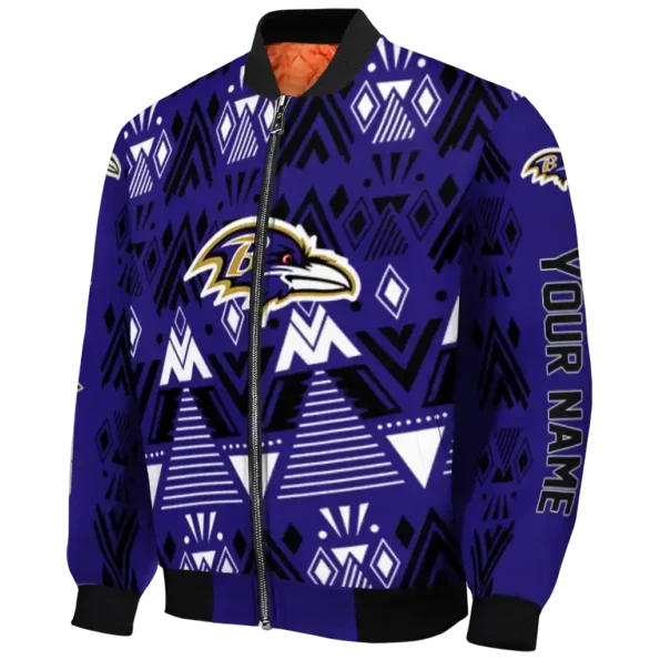personalized baltimore ravens pyramid shapes purple bomber jacket best selling