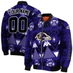 personalized baltimore ravens pyramid shapes purple bomber jacket best selling