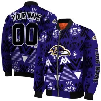 personalized baltimore ravens pyramid shapes purple bomber jacket fashion forward