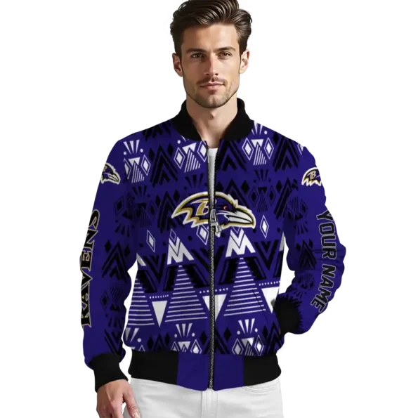 personalized baltimore ravens pyramid shapes purple bomber jacket high quality