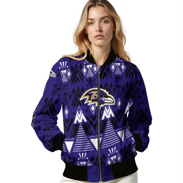 personalized baltimore ravens pyramid shapes purple bomber jacket latest model