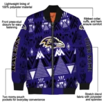 personalized baltimore ravens pyramid shapes purple bomber jacket best selling