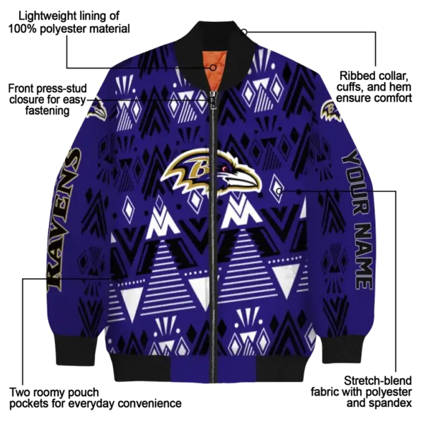 personalized baltimore ravens pyramid shapes purple bomber jacket new arrival