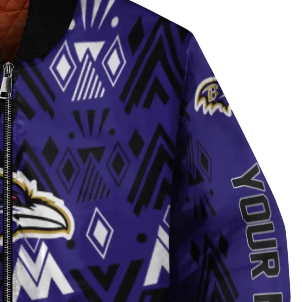personalized baltimore ravens pyramid shapes purple bomber jacket premium grade