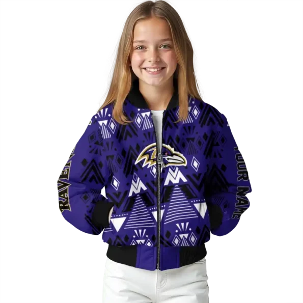 personalized baltimore ravens pyramid shapes purple bomber jacket top rated