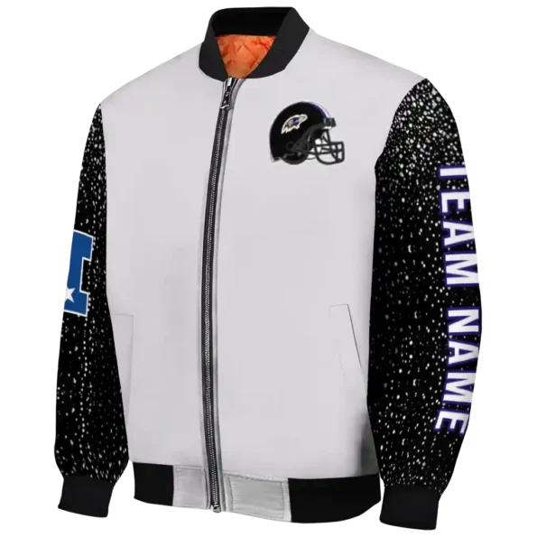 personalized baltimore ravens speckled arms purple gray bomber jacket best selling