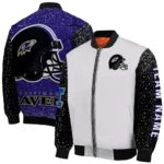 personalized baltimore ravens speckled arms purple gray bomber jacket best selling