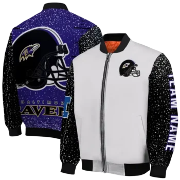 personalized baltimore ravens speckled arms purple gray bomber jacket fashion forward