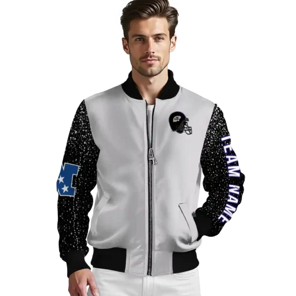 personalized baltimore ravens speckled arms purple gray bomber jacket high quality