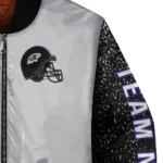 personalized baltimore ravens speckled arms purple gray bomber jacket best selling