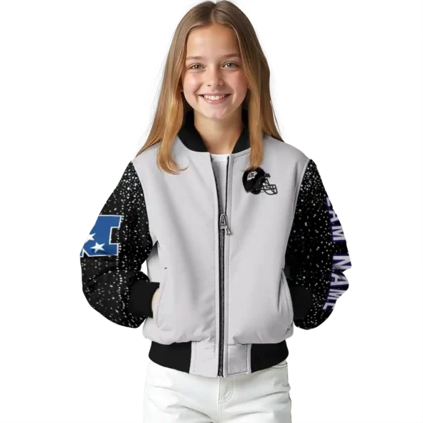 personalized baltimore ravens speckled arms purple gray bomber jacket top rated